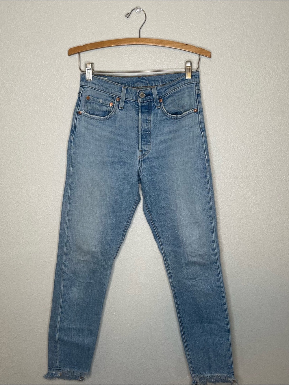 Levi’s 501 Skinny Leg Raw Hem Jeans